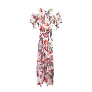Calvin Klein Floral Rose Maxi Cold Shoulder Dress
